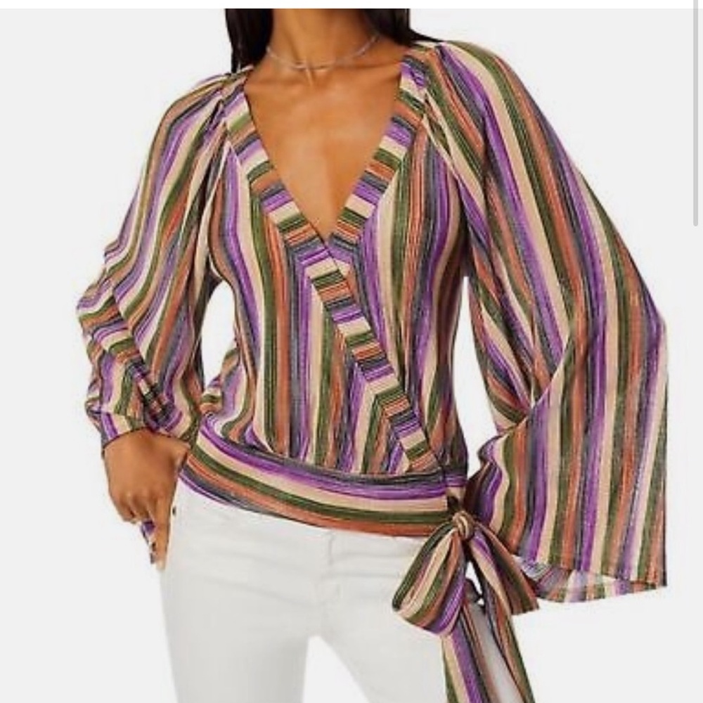 Ramy Brook Striped Wrap Top